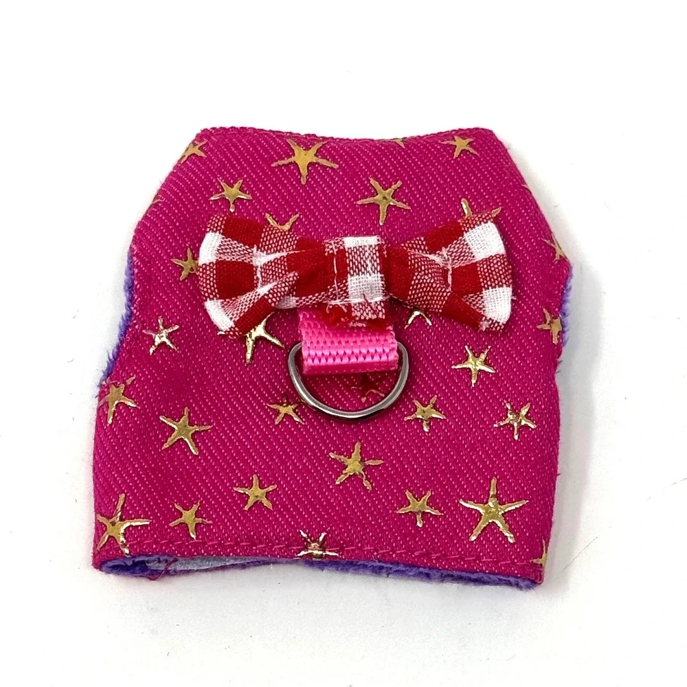 Dog Pet Harness Star Gingham Bow Pink Extra Small Cute Accessory